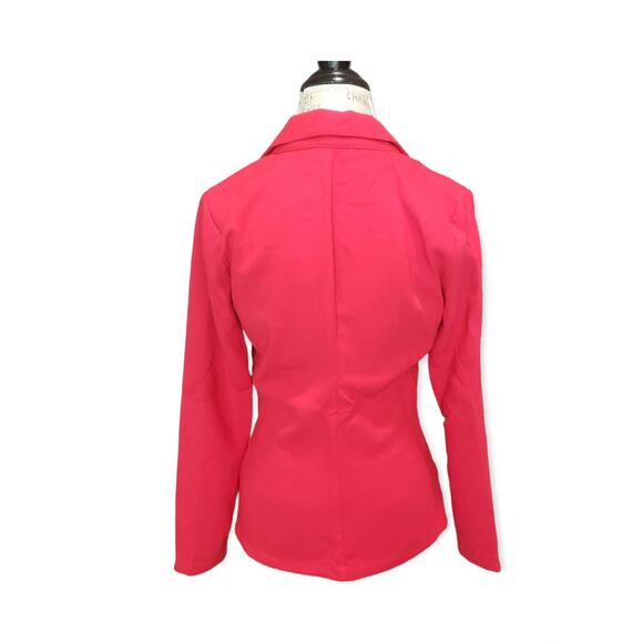 Shoe Dazzle Red Closed Clip Lace Design Long Sleeved Blazer Suit Jacket - Picture 3 of 9
